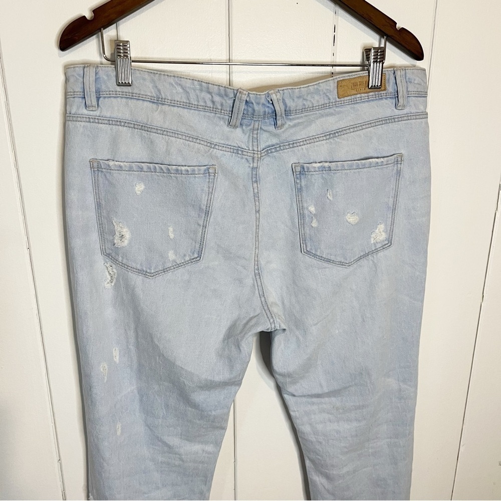 Zara TRF Denim Distressed Straight Leg Jeans. Size 10. - Picture 7 of 8